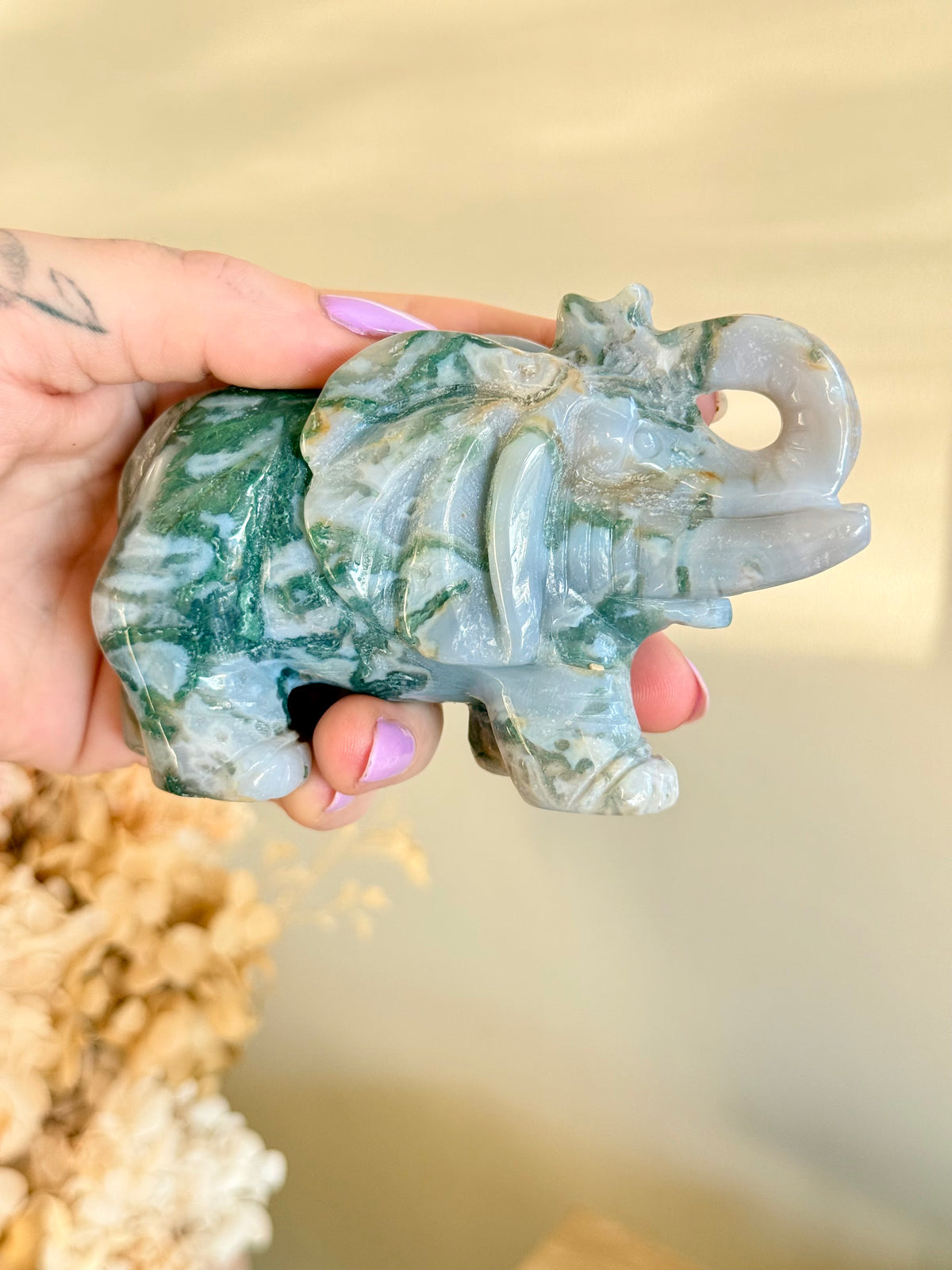 Moss Agate Elephant
