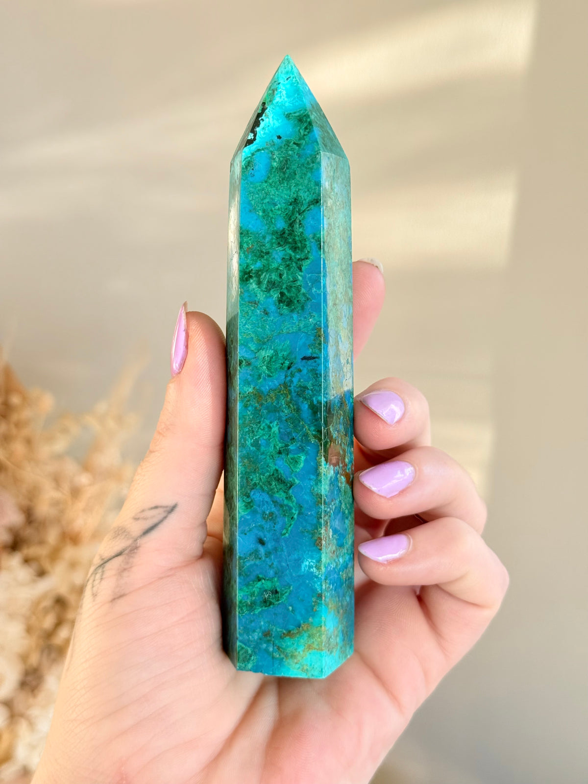 Chrysocolla with Malachite Tower