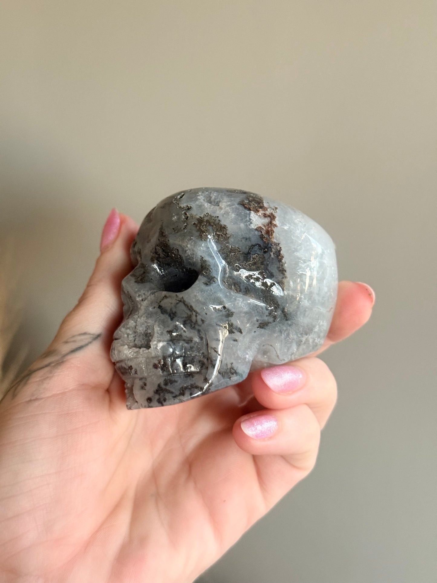 Moss Agate Skull