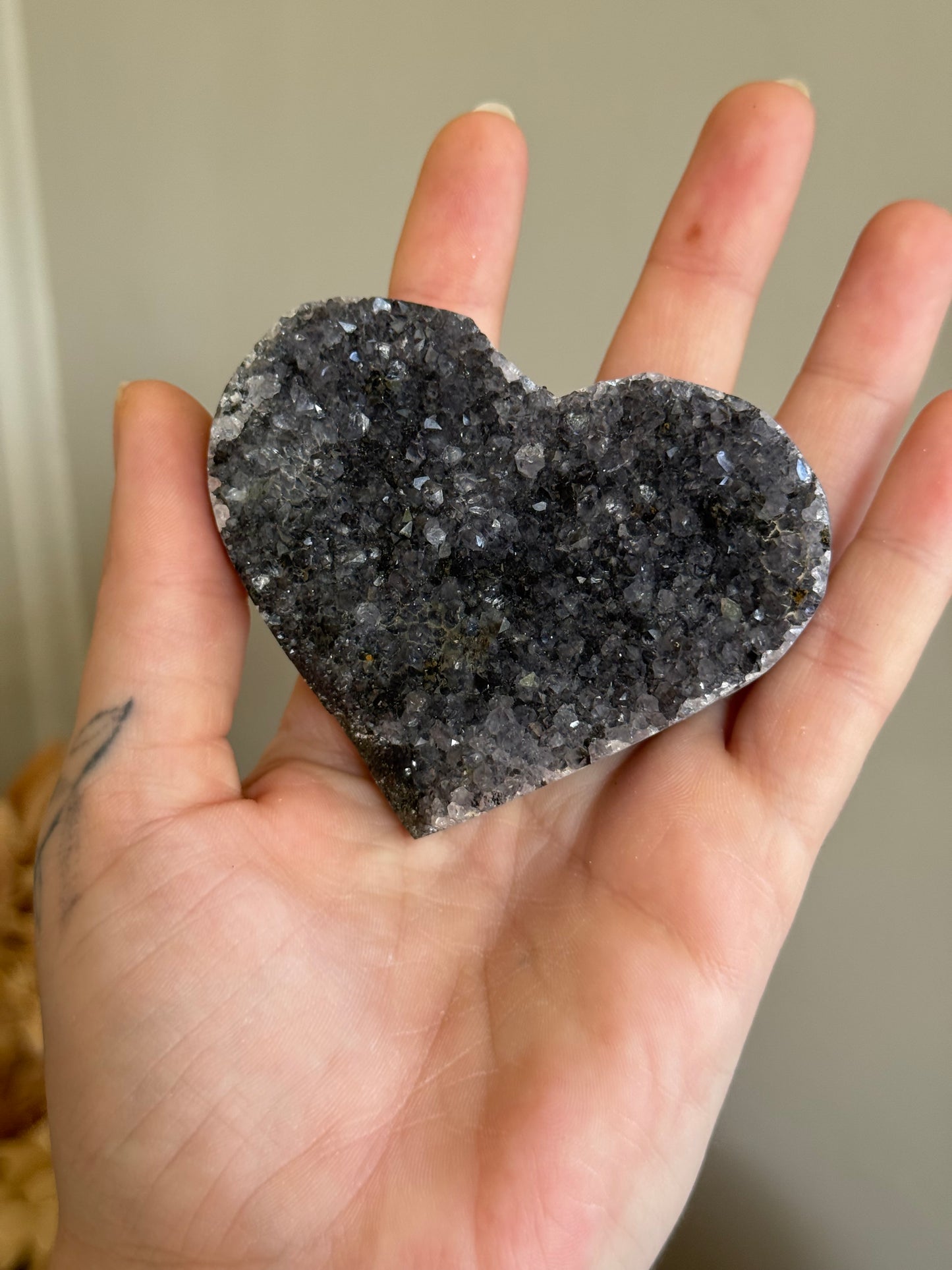 Black Amethyst Cluster Heart