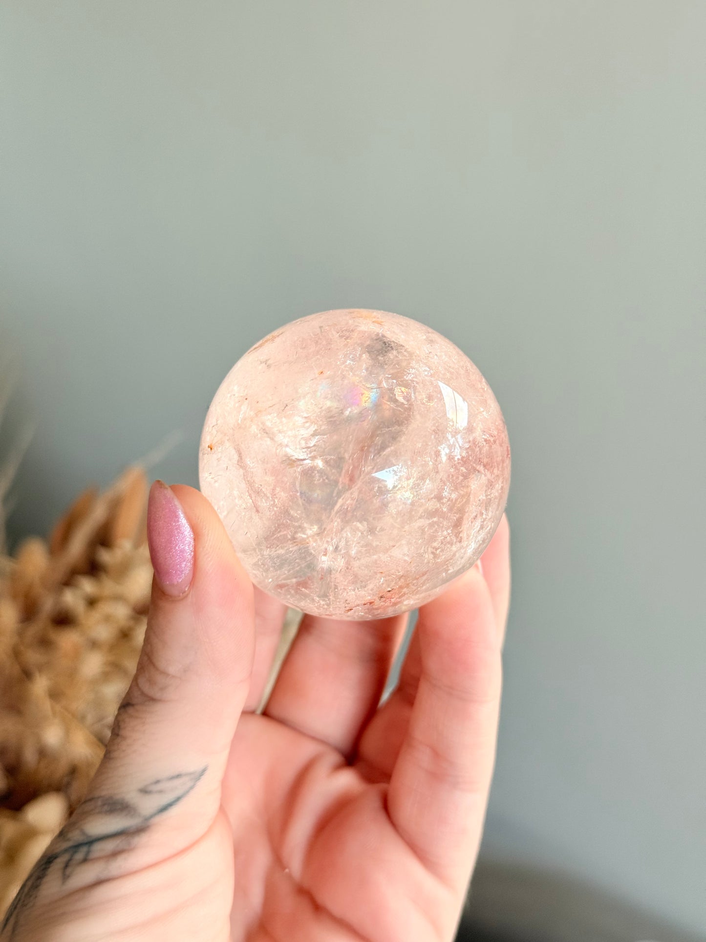 Himalayan Quartz with Hematite Sphere