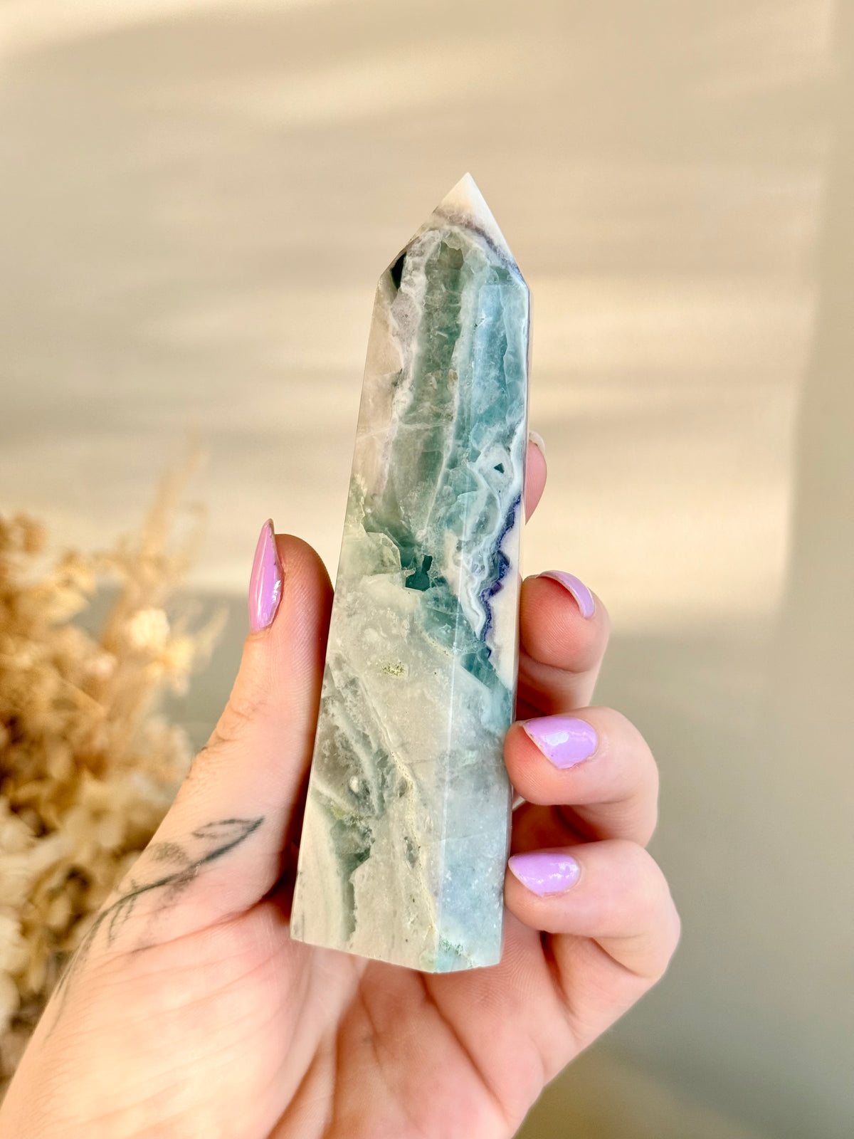 Fluorite with Calcite Point