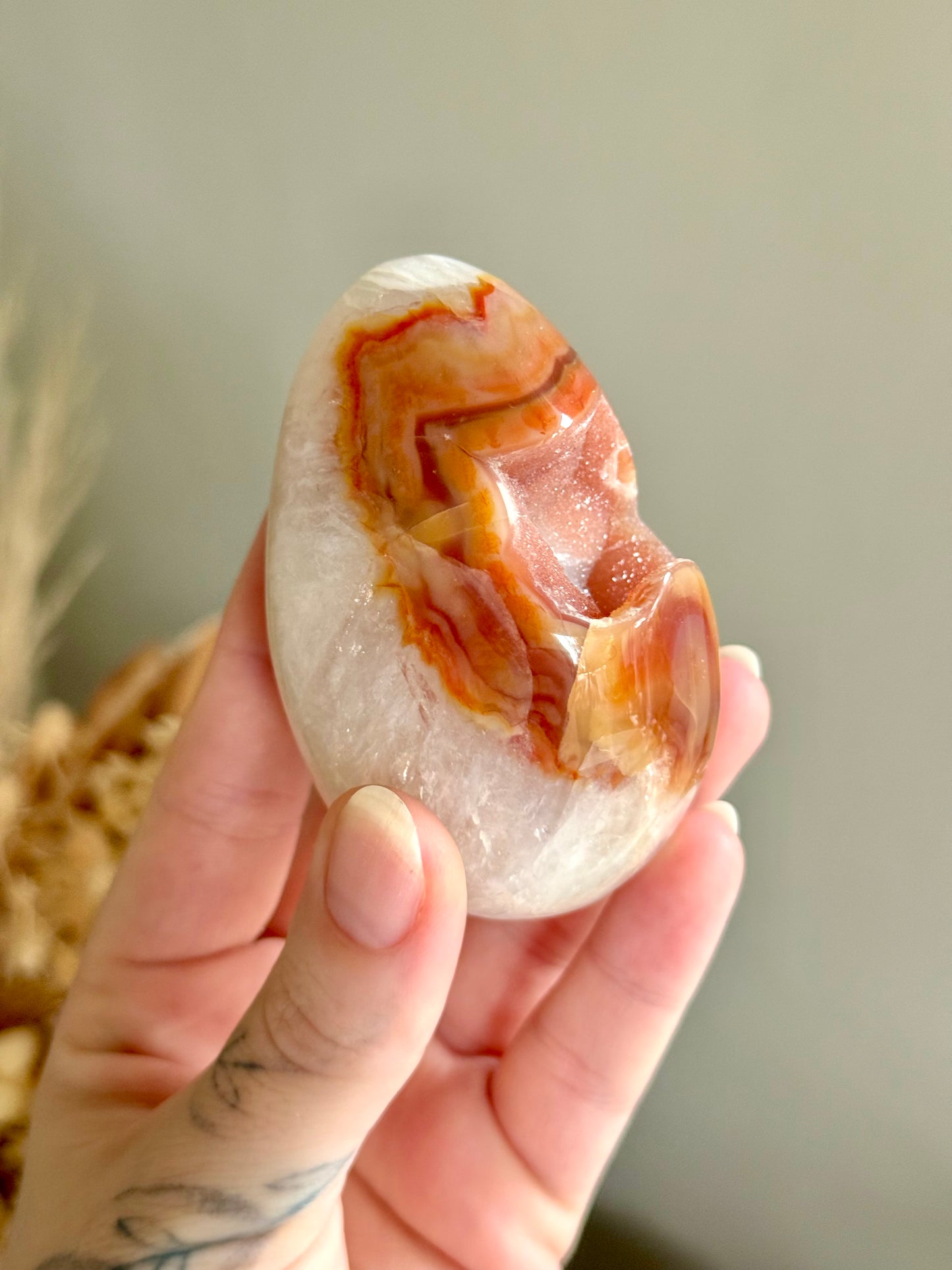 Carnelian and Quartz Egg