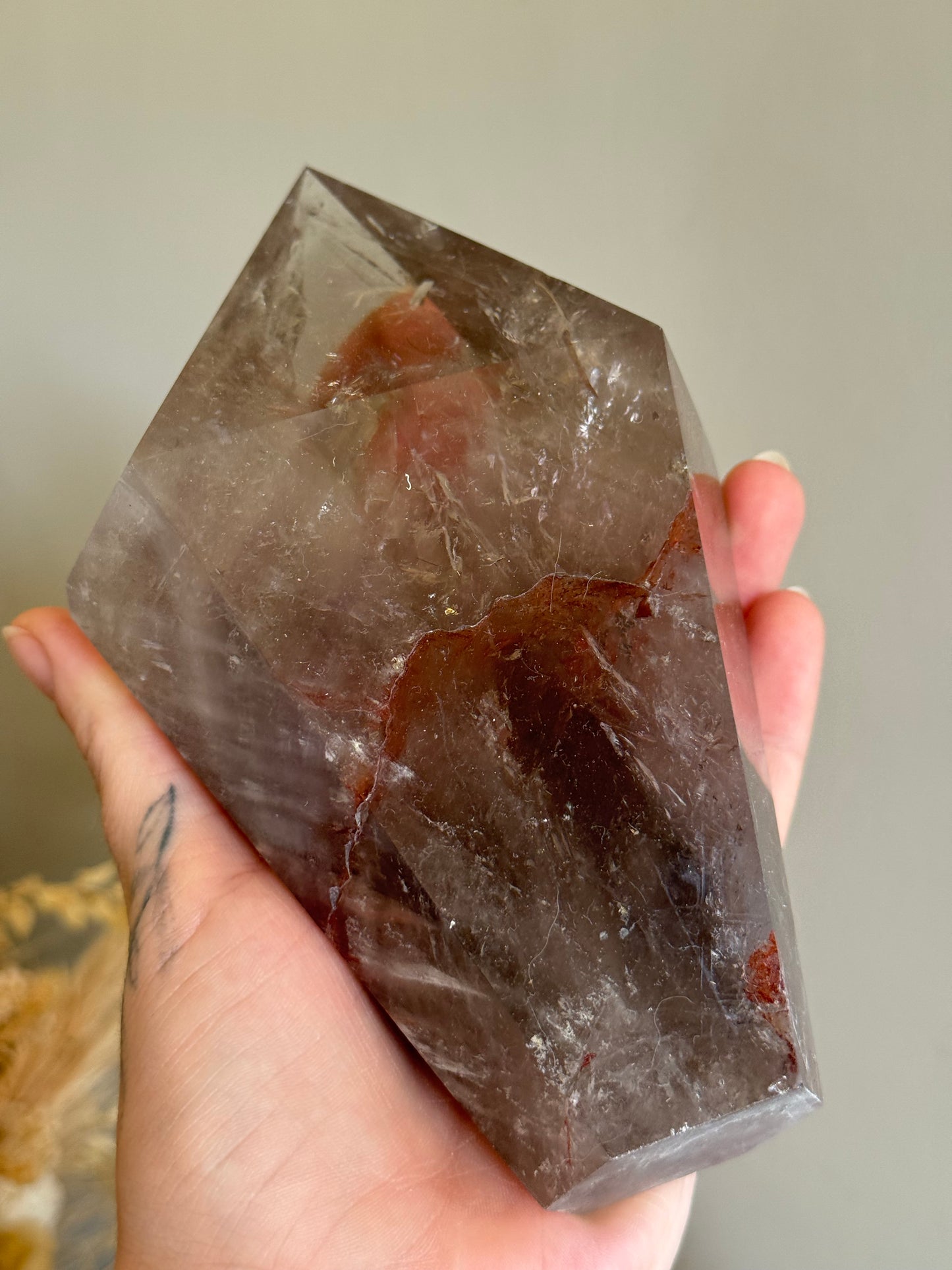 Phantom Amethyst with Hematite Point