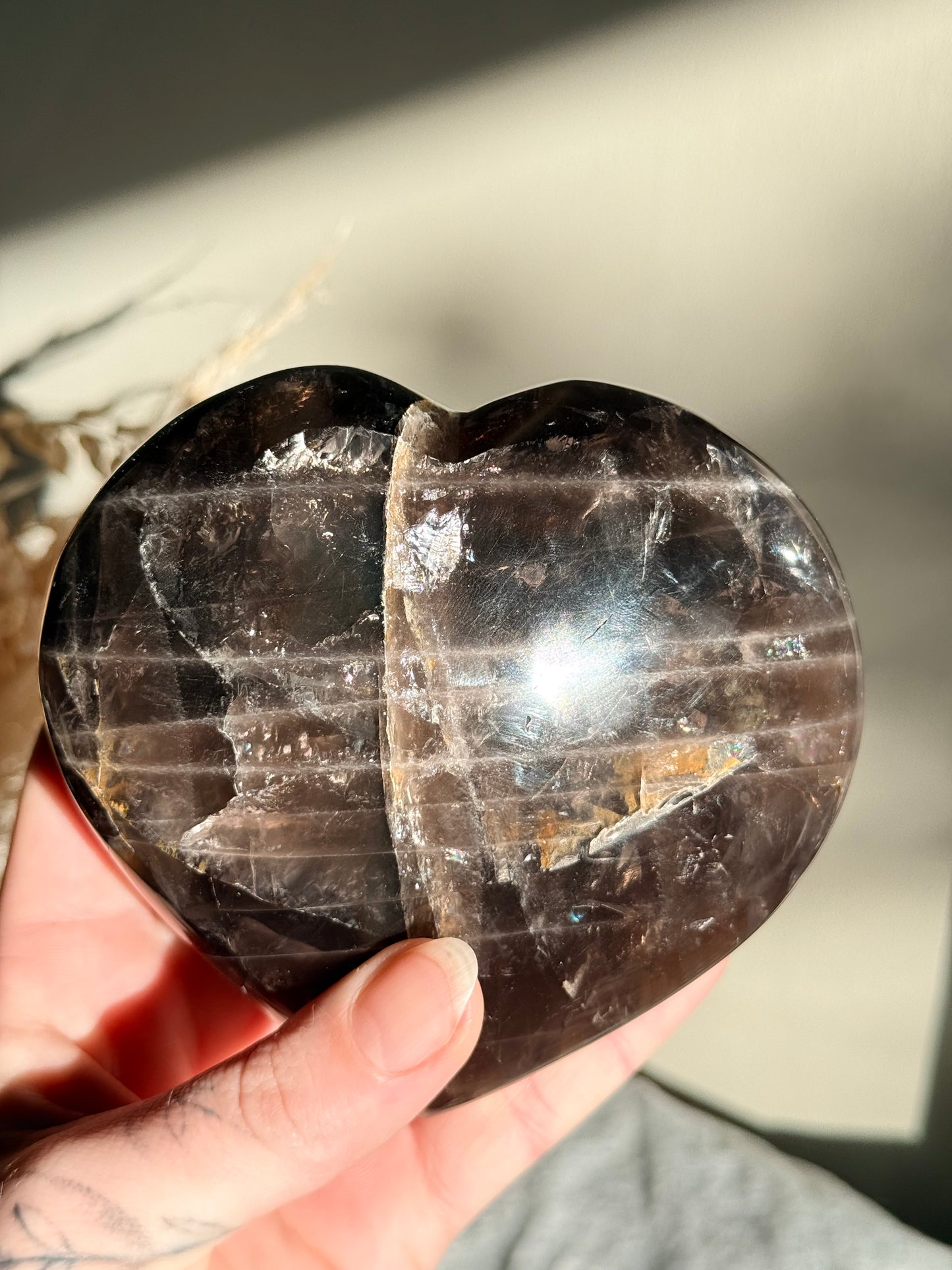 Black Rose Quartz Heart