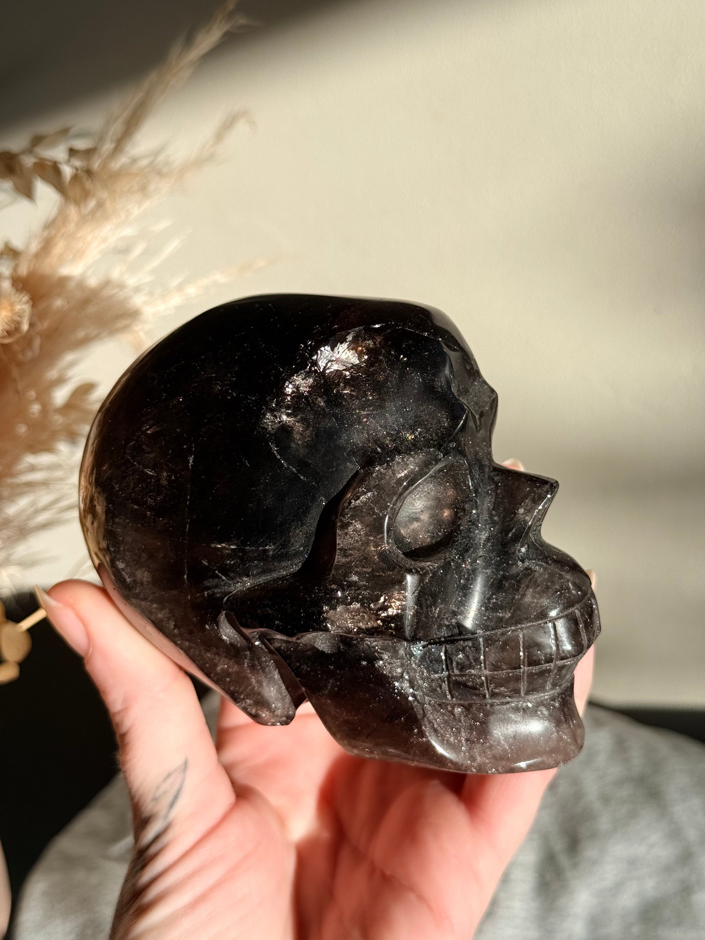 Black Rose Quartz Skull