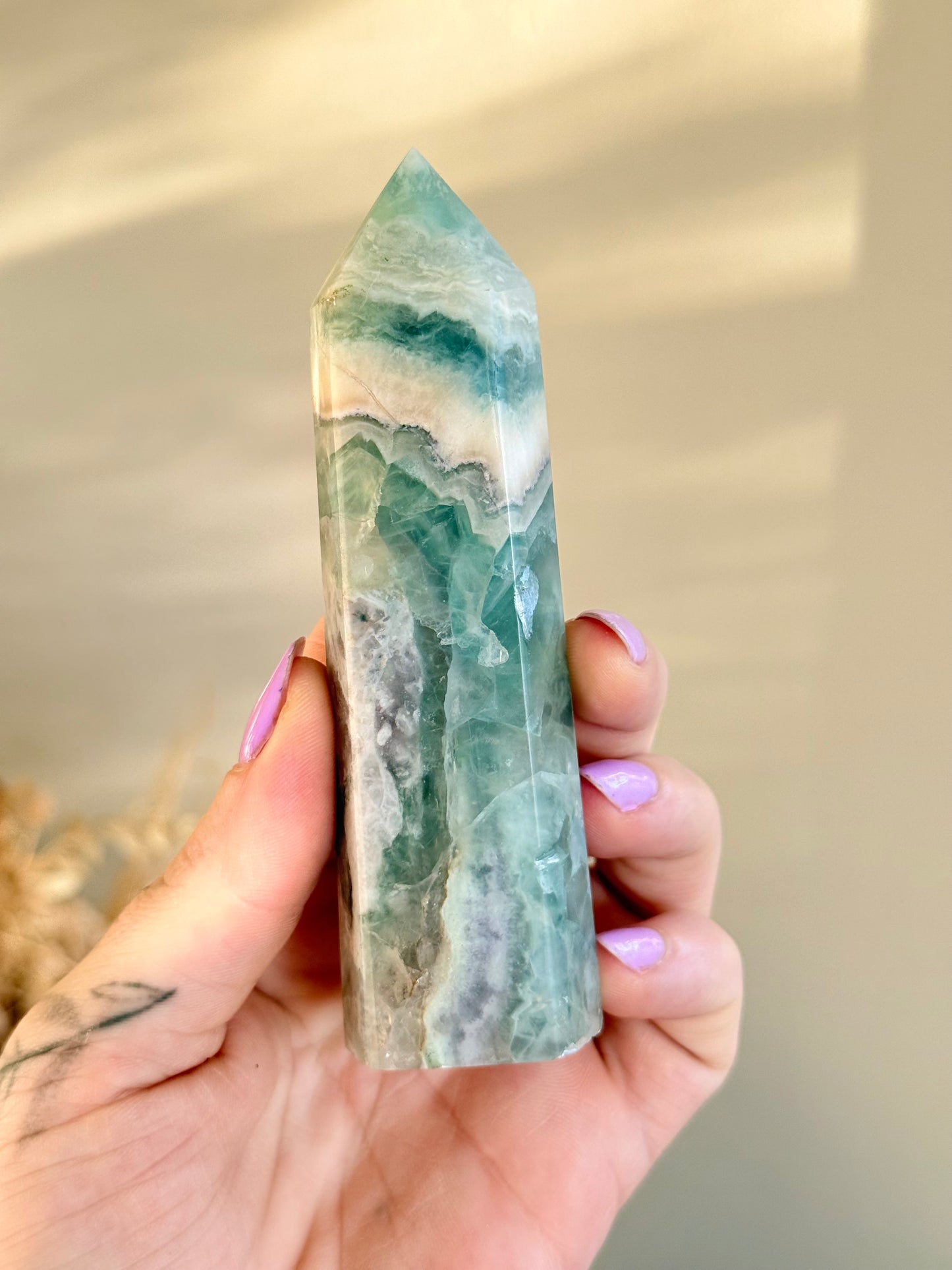 Fluorite with Calcite Point