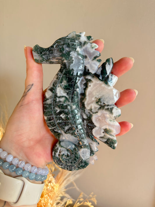 Moss Agate Seahorse