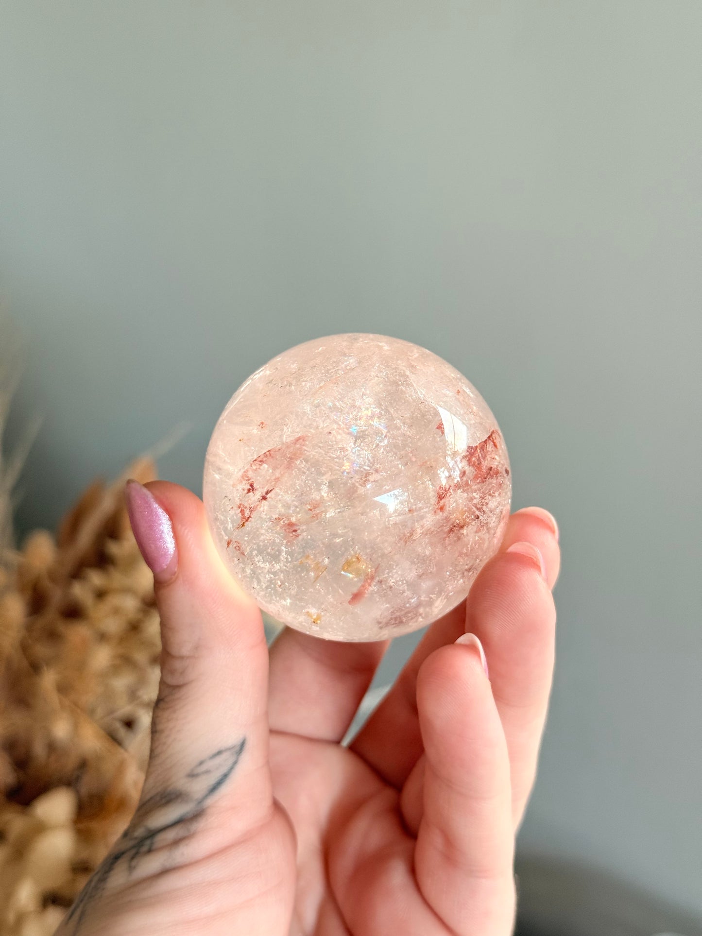 Himalayan Quartz with Hematite Sphere