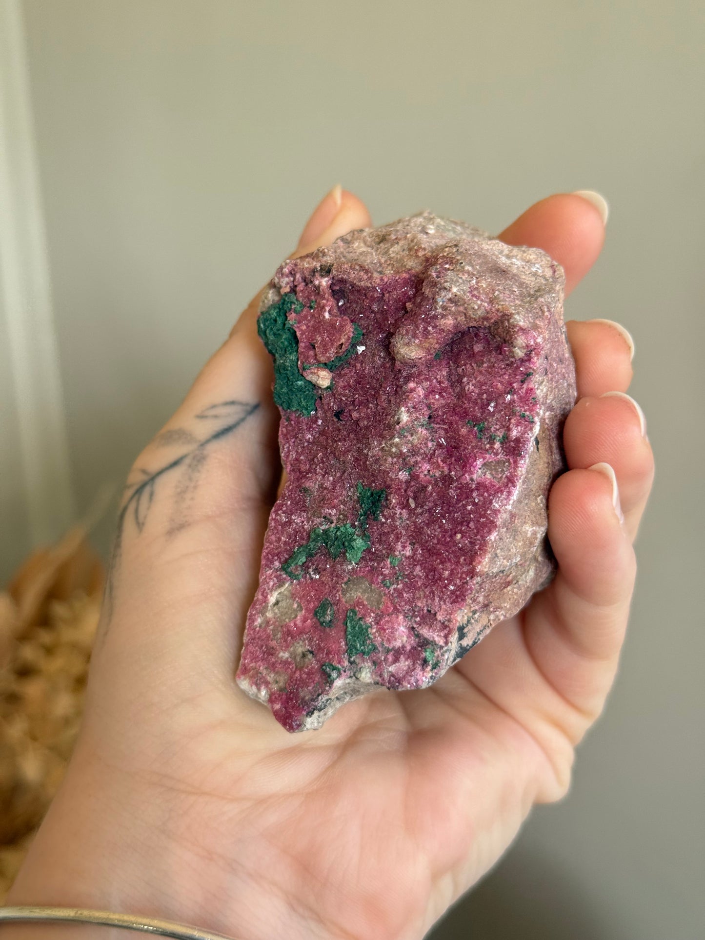 Cobalt Calcite with Malachite