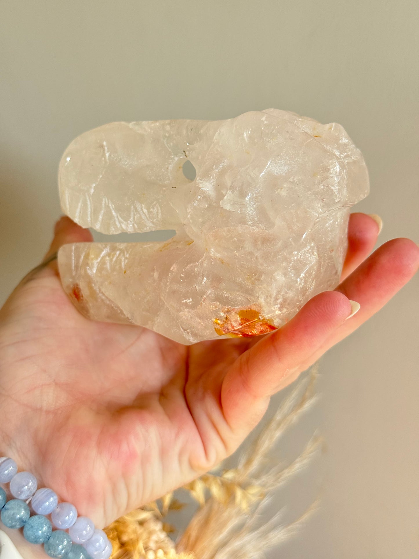 Clear Quartz Dinosaur Skull