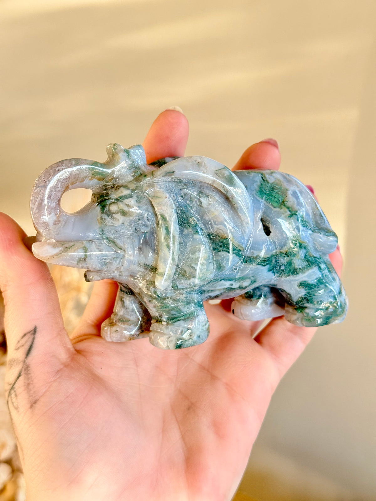 Moss Agate Elephant