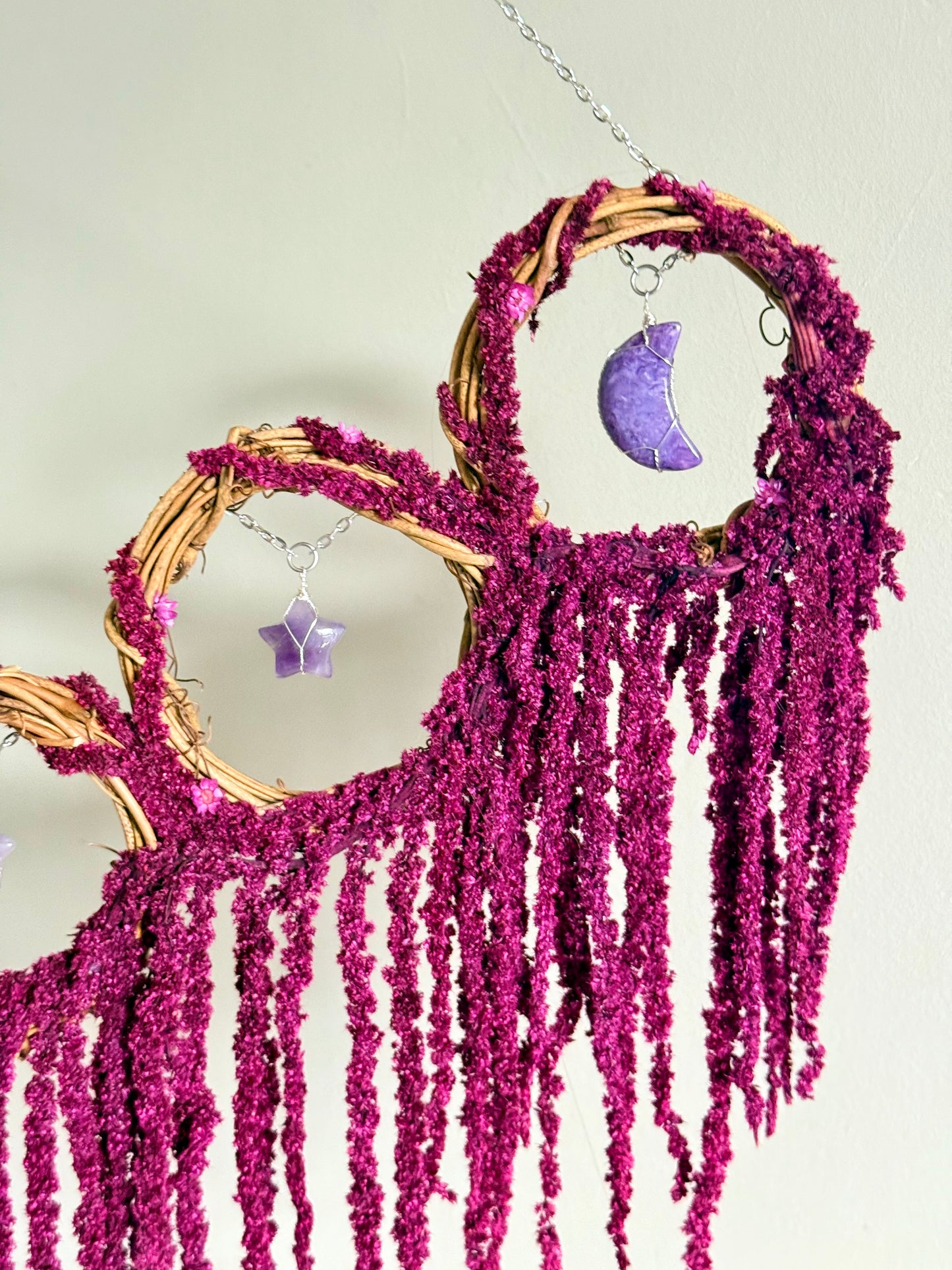 Charoite Moon and Amethyst Stars Multi Wreath