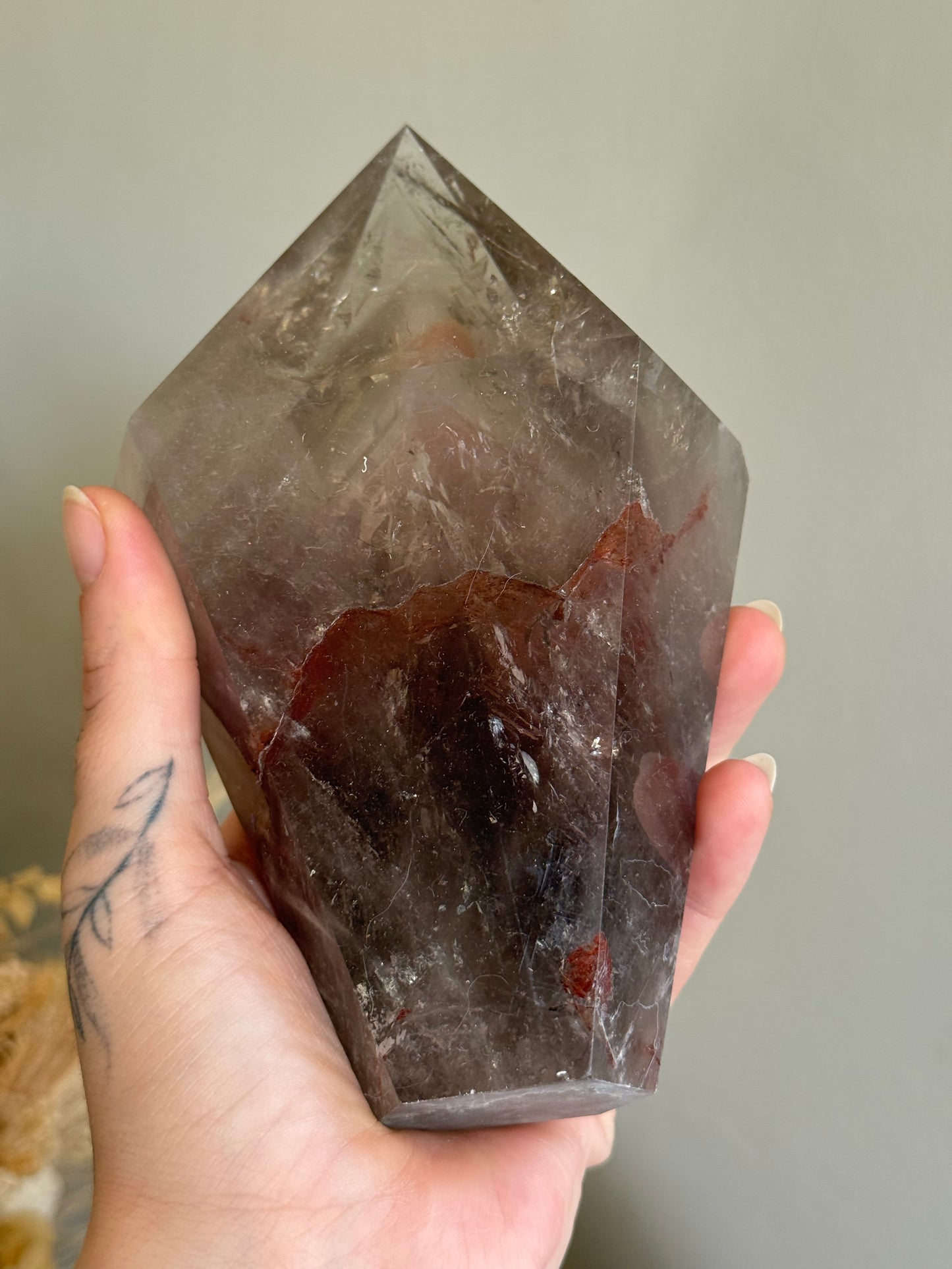 Phantom Amethyst with Hematite Point