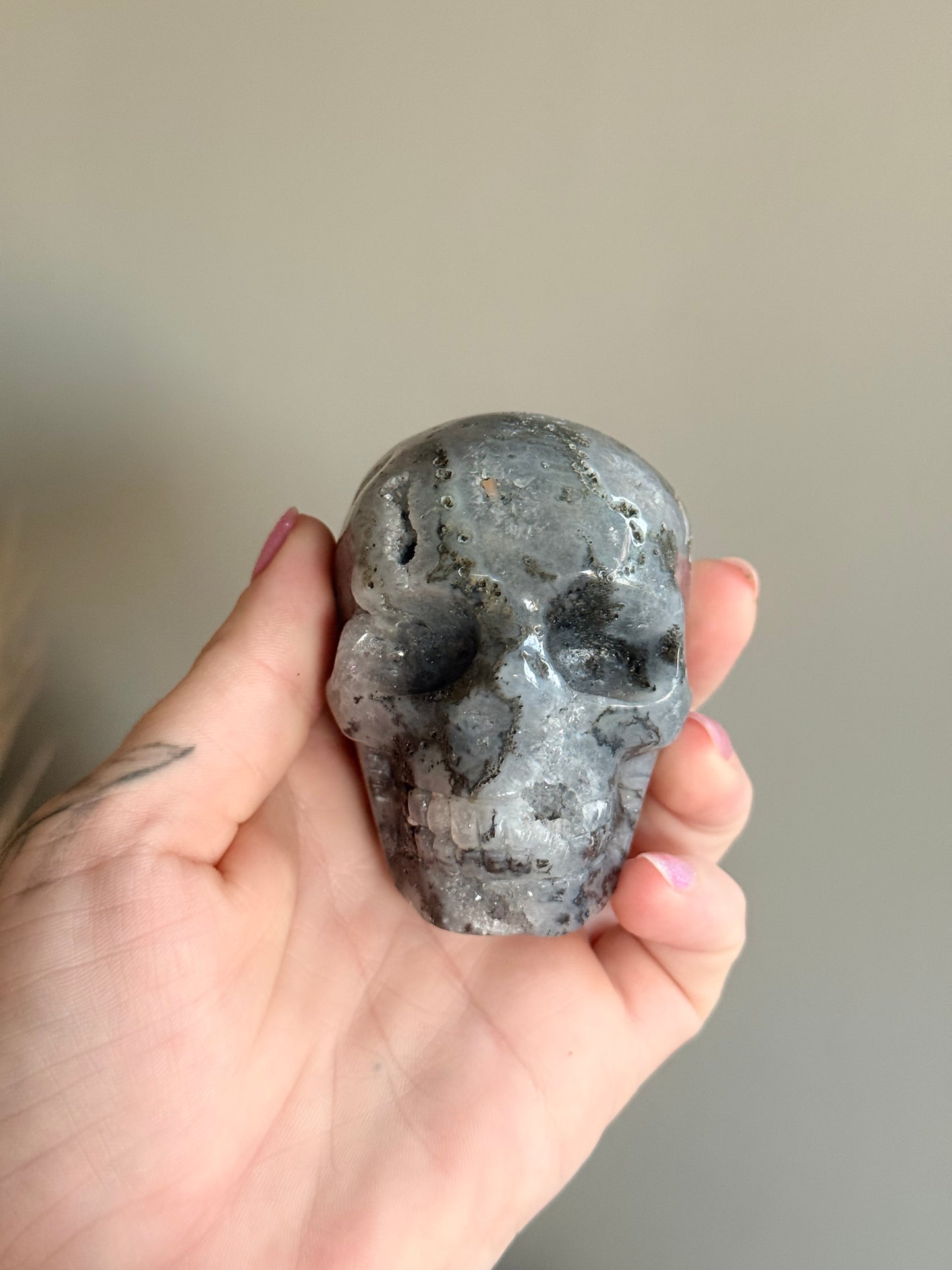 Moss Agate Skull