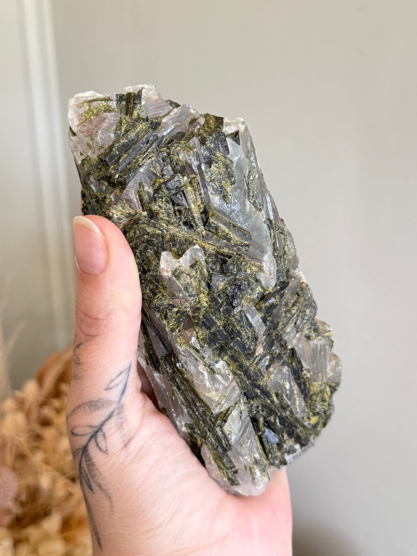 Green Tourmaline in Quartz
