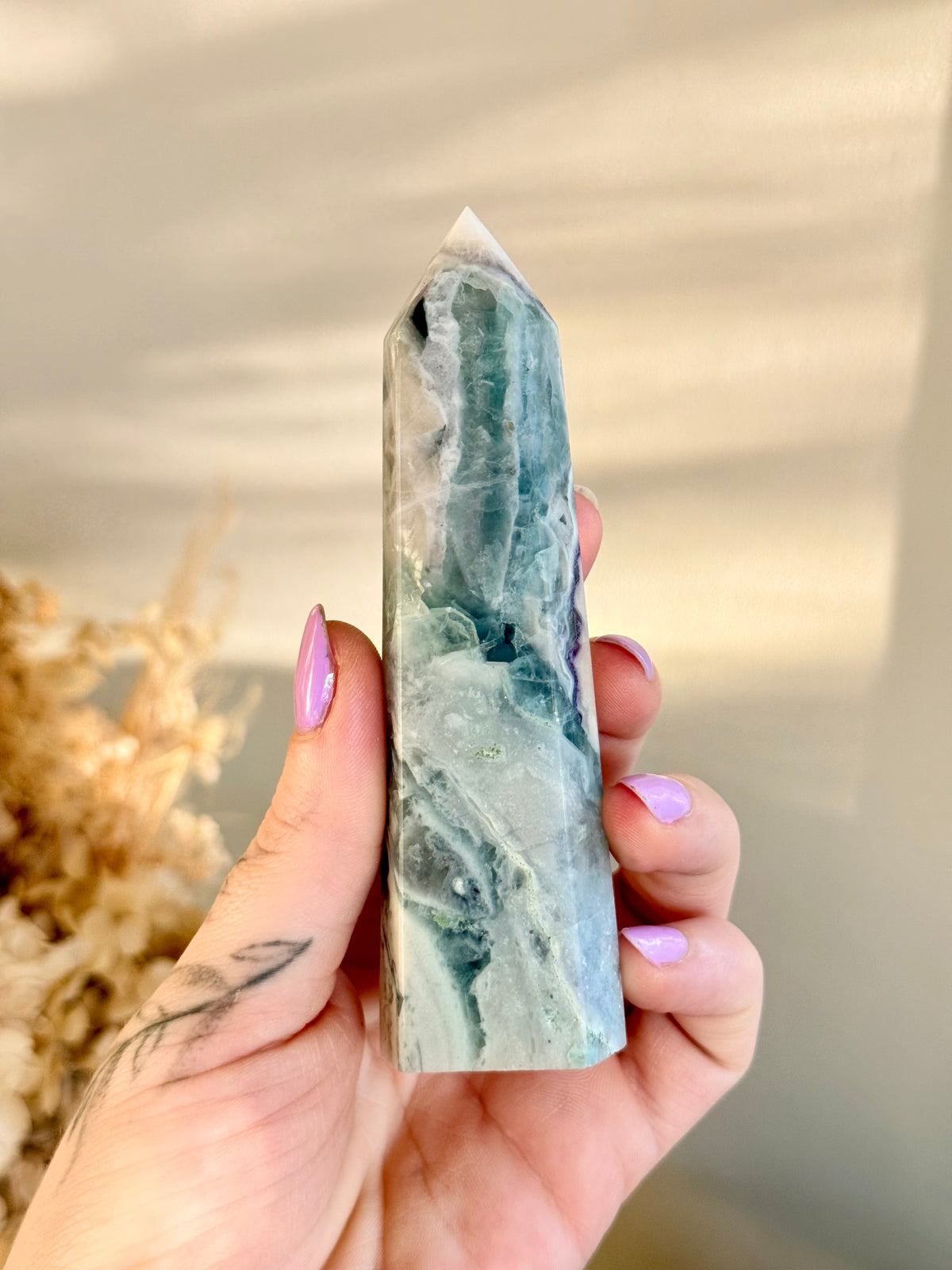 Fluorite with Calcite Point