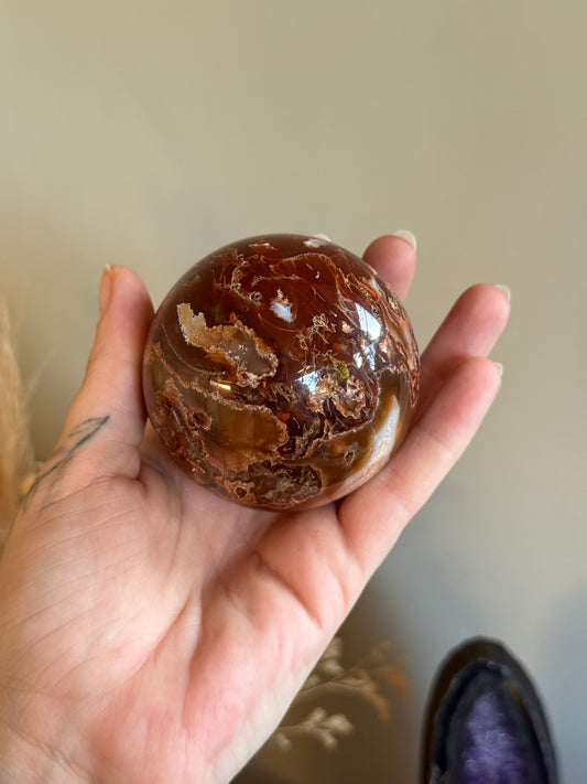 Carnelian and Moss Agate Sphere