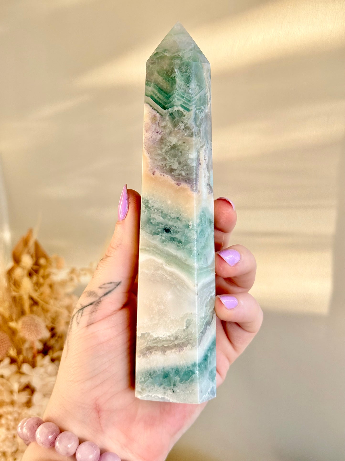 Fluorite with Calcite Tower