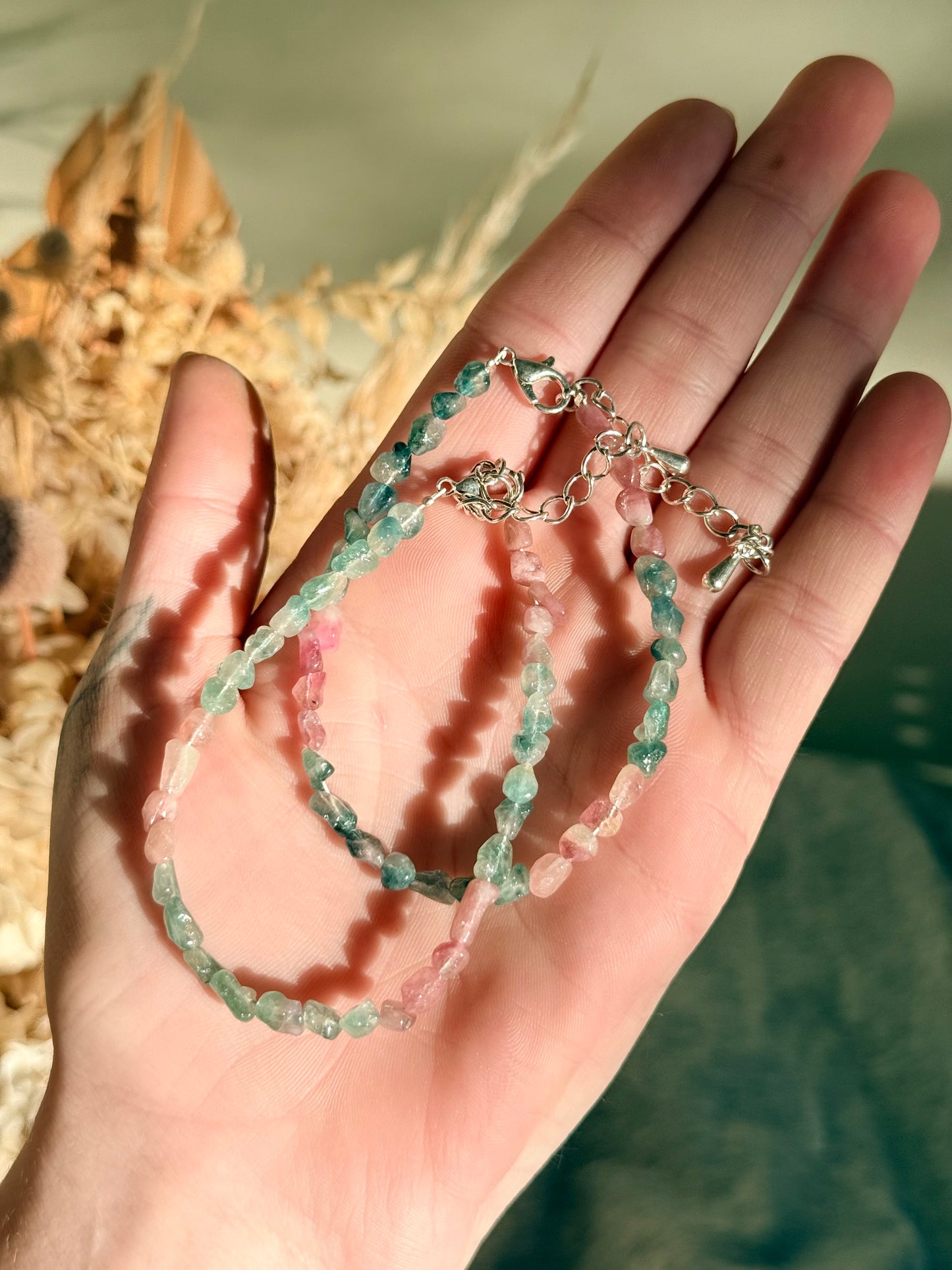 Blue and Pink Tourmaline Bracelet