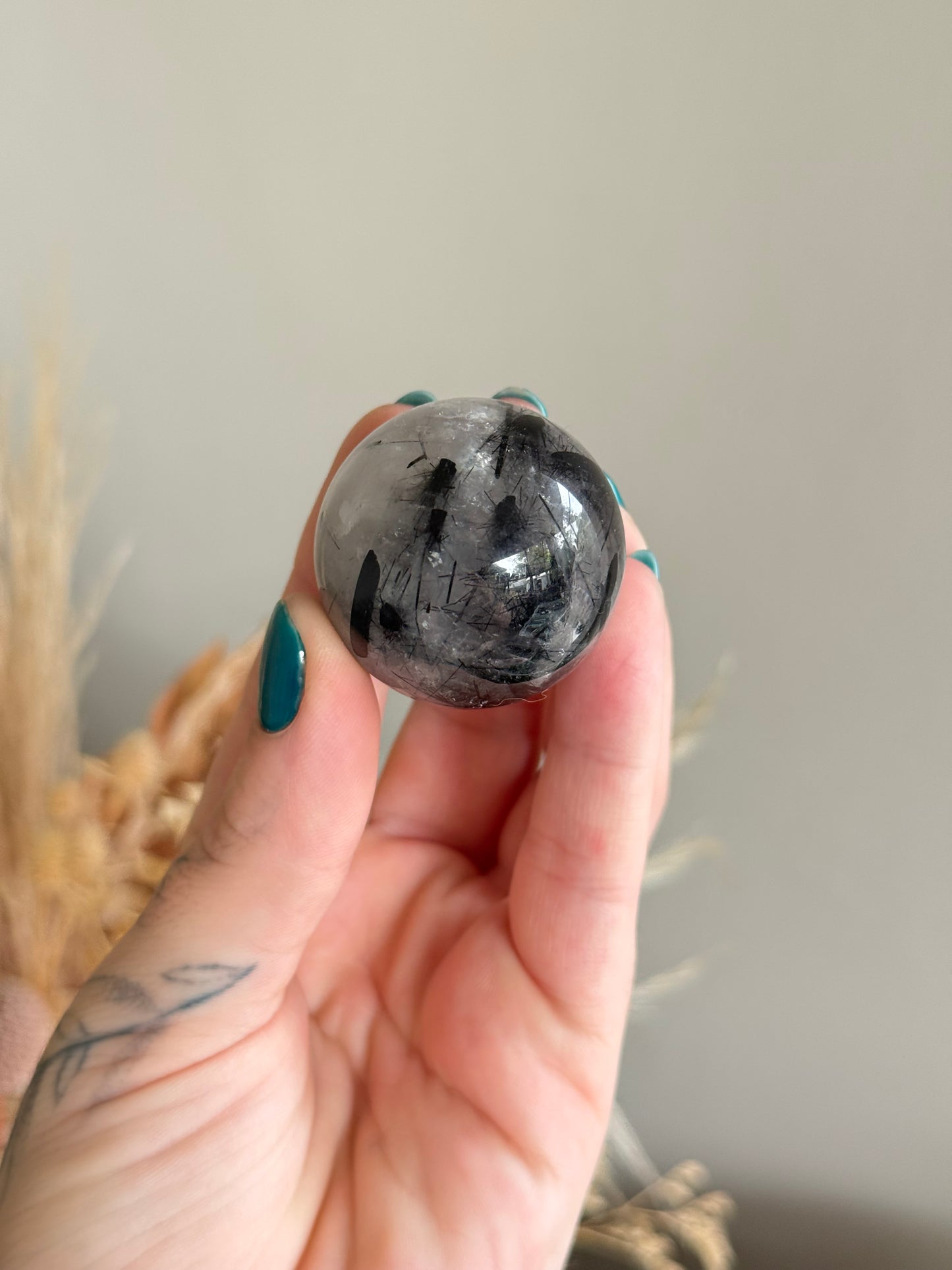 Tourmalinated Quartz Sphere