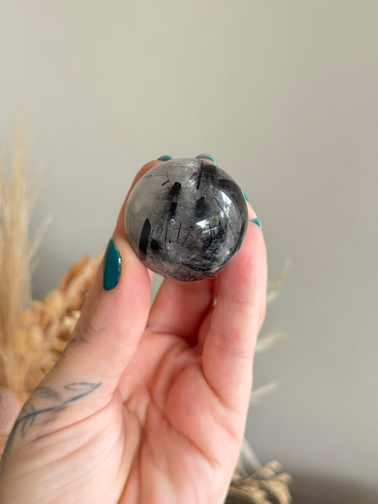 Tourmalinated Quartz Sphere