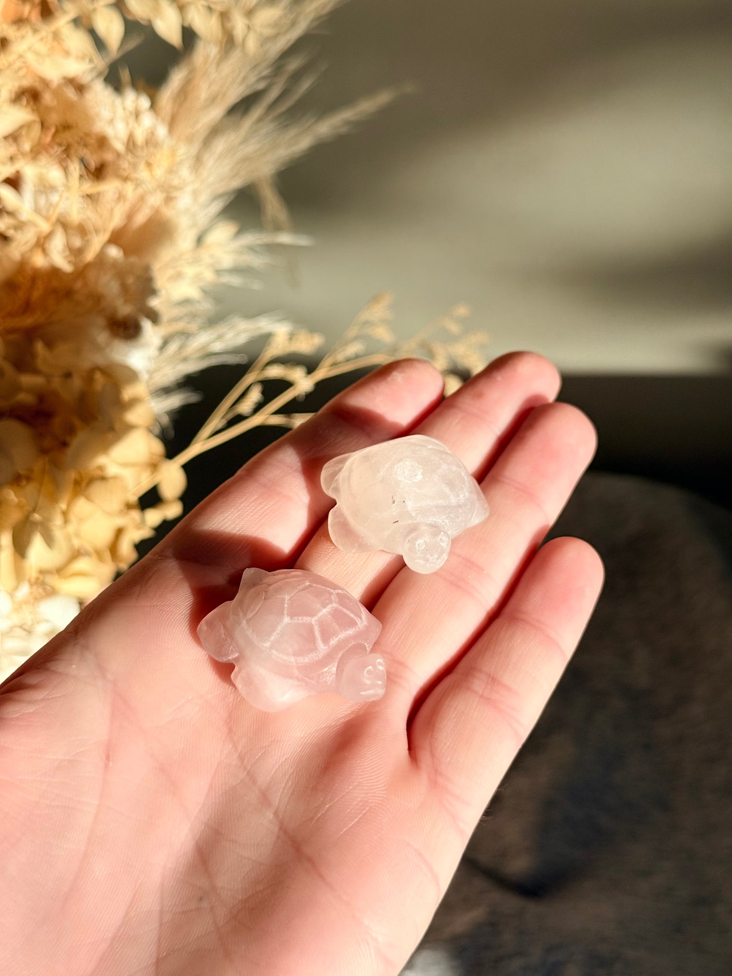 Clear Quartz and Rose Quartz Turtles