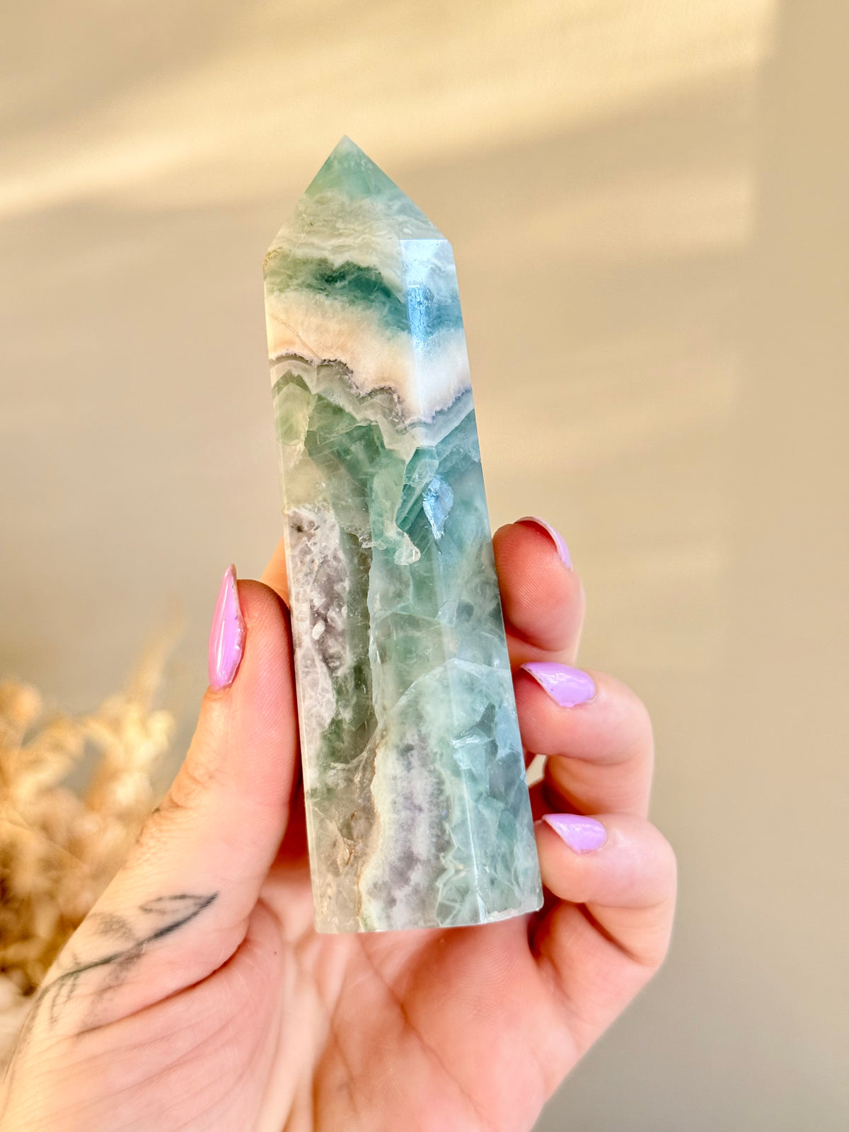 Fluorite with Calcite Point