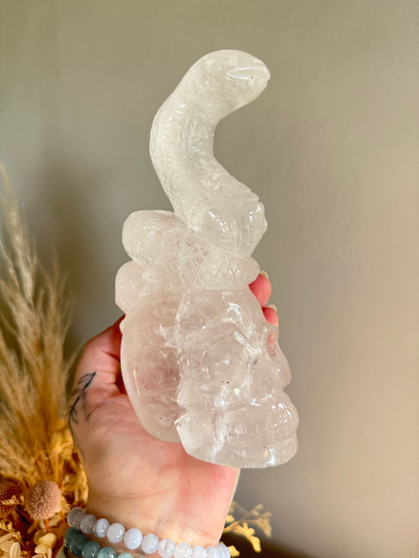Clear Quartz Skull with Snake