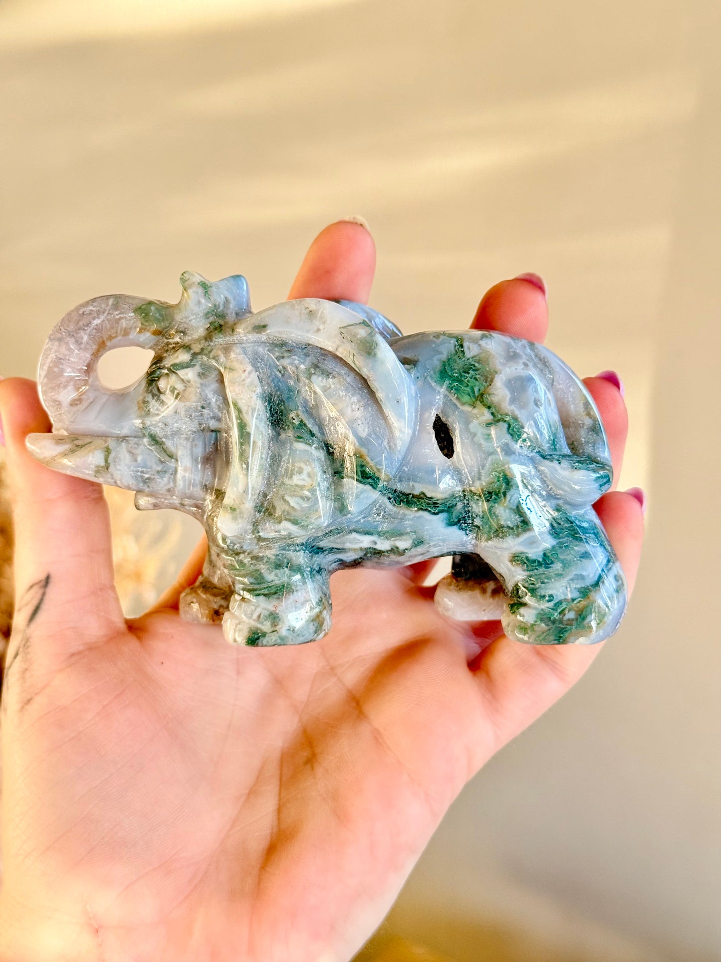 Moss Agate Elephant