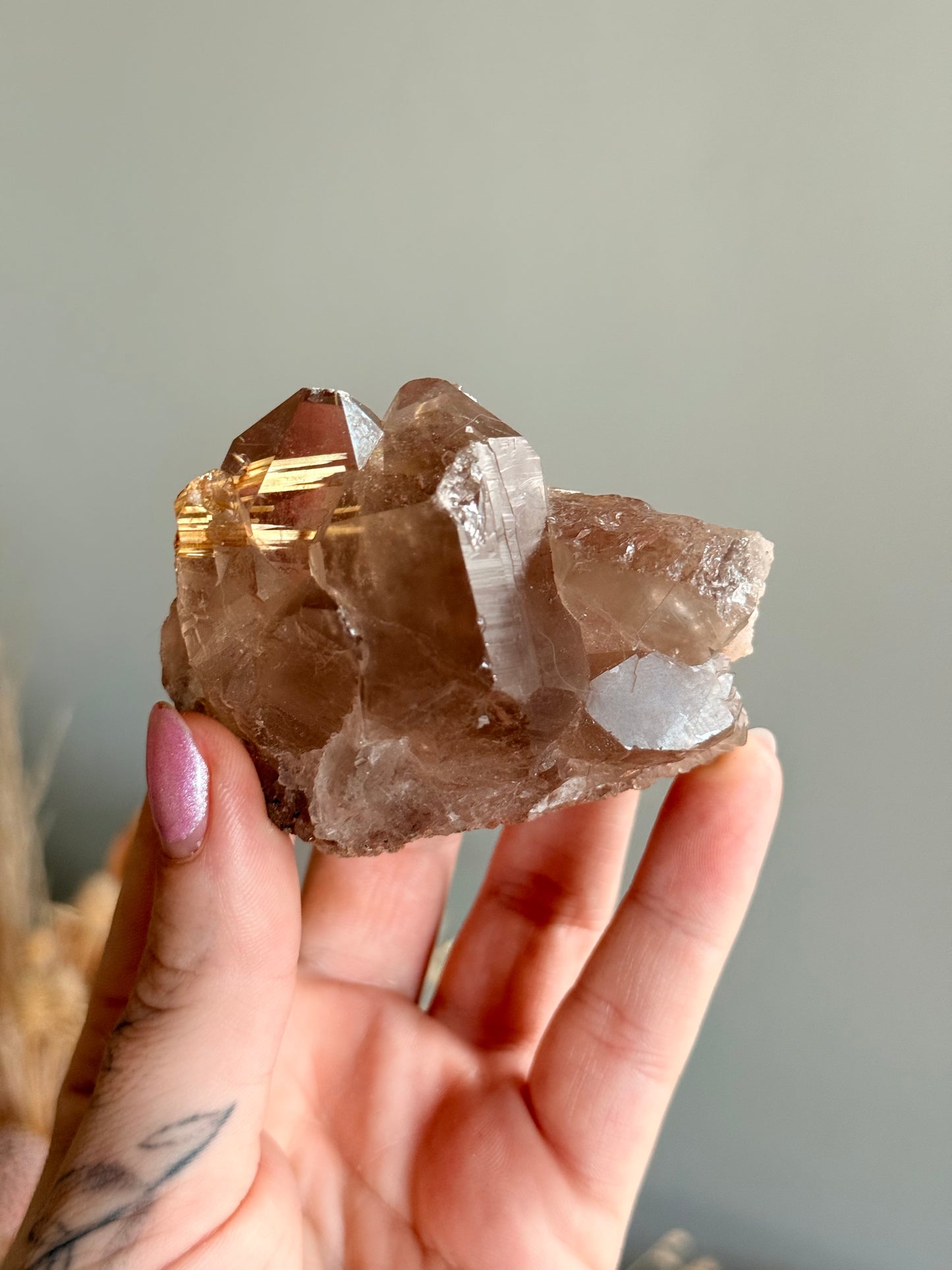 Smoky Rutilated Quartz Cluster