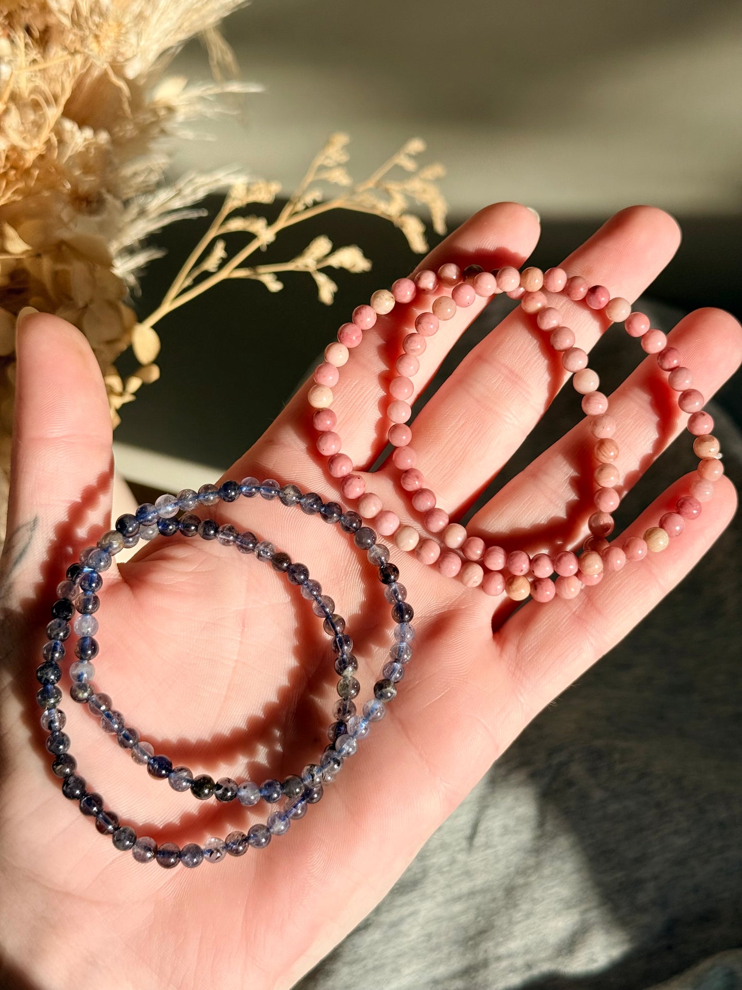 Iolite and Rhodonite Bracelets