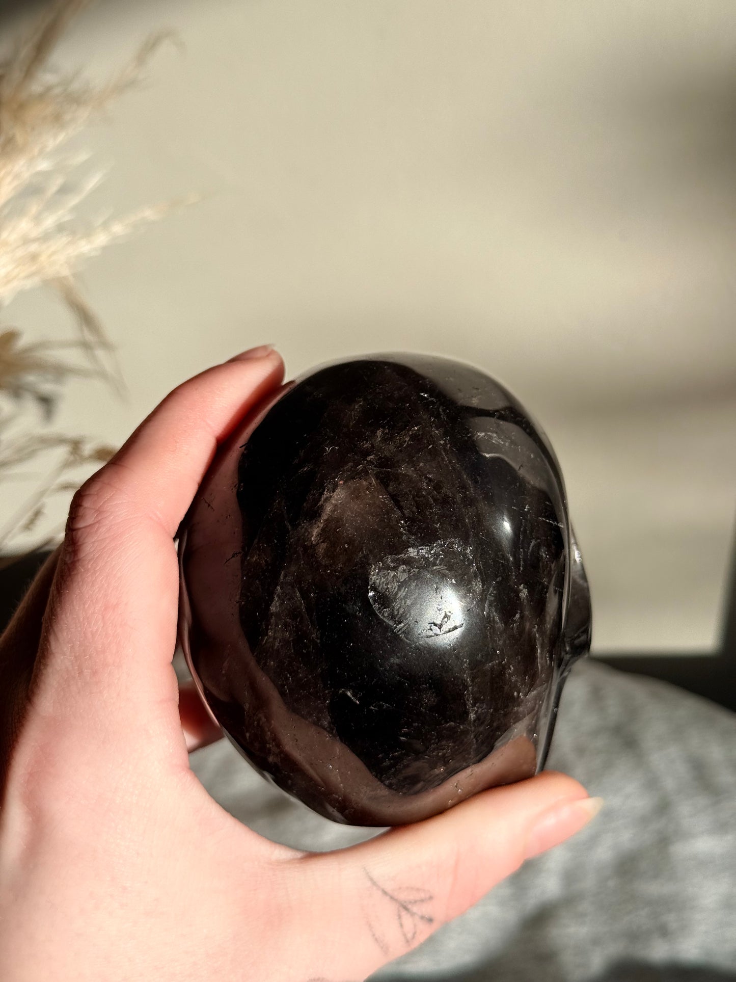 Black Rose Quartz Skull