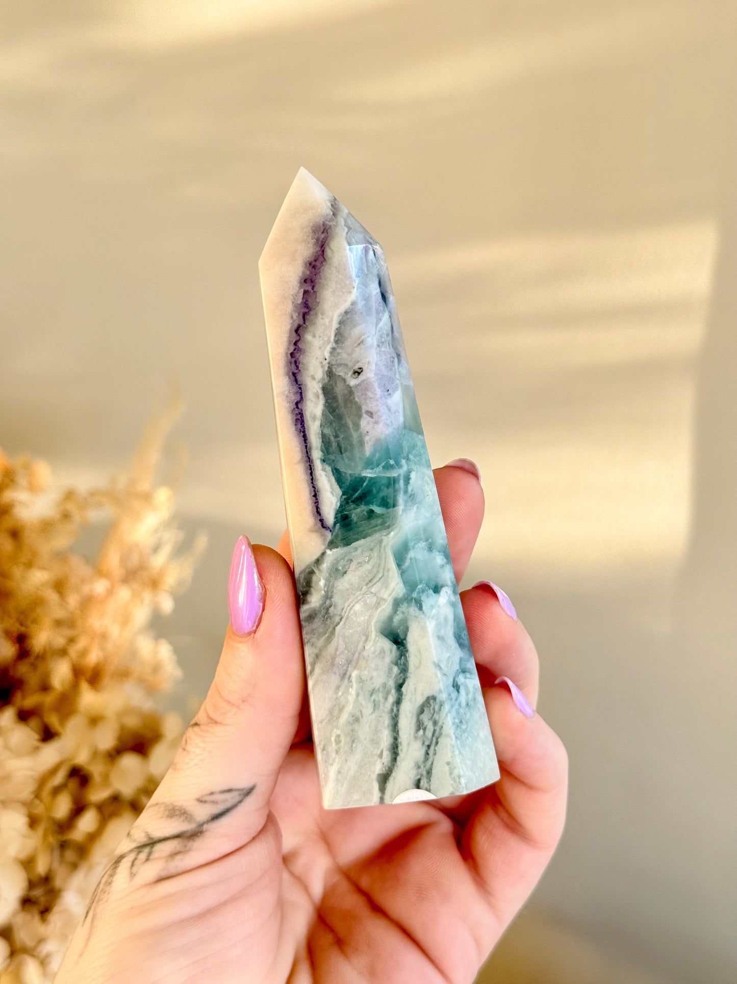 Fluorite with Calcite Point