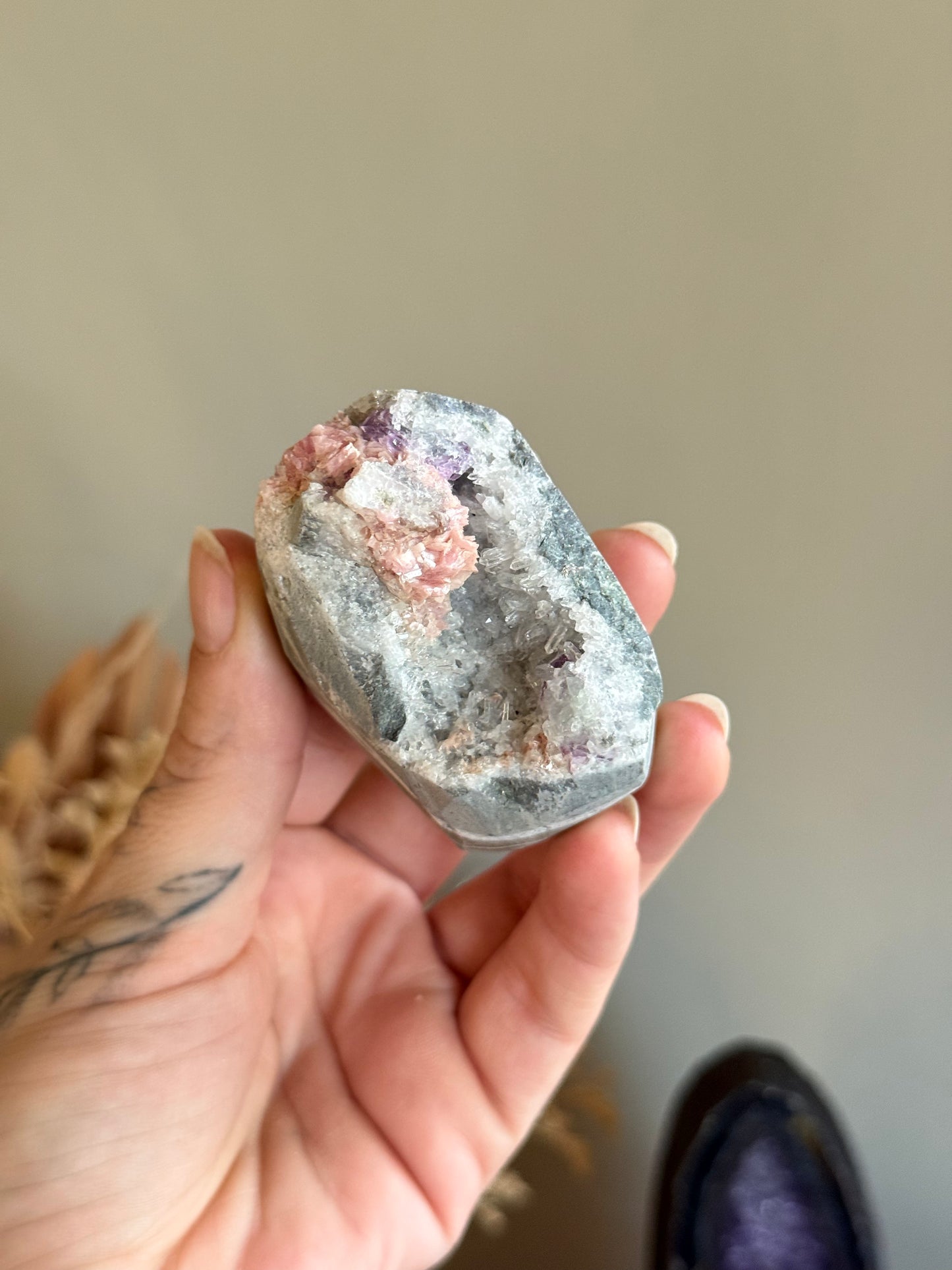 Rhodochrosite, Fluorite and Quartz Cluster